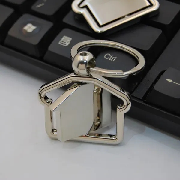 360 Degree Rotating House-Shaped Metal Keychain - 360 Degree Rotating House-Shaped Metal Keychain - Image 3 of 9