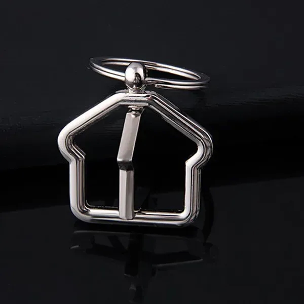360 Degree Rotating House-Shaped Metal Keychain - 360 Degree Rotating House-Shaped Metal Keychain - Image 1 of 9