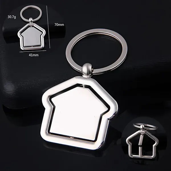 360 Degree Rotating House-Shaped Metal Keychain - 360 Degree Rotating House-Shaped Metal Keychain - Image 0 of 9