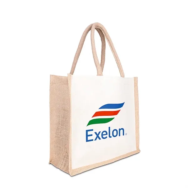 Jute Cotton Tote w/ Webbing Handle - Jute Cotton Tote w/ Webbing Handle - Image 1 of 5