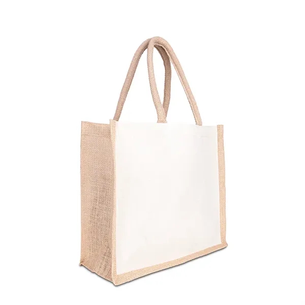 Jute Cotton Tote w/ Webbing Handle - Jute Cotton Tote w/ Webbing Handle - Image 3 of 5