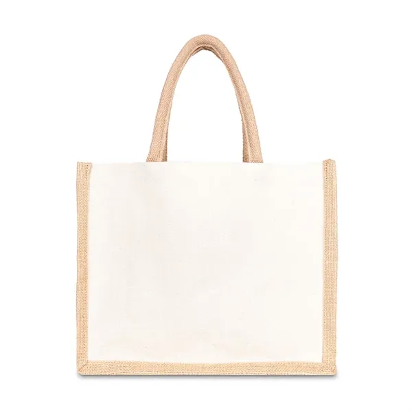 Jute Cotton Tote w/ Webbing Handle - Jute Cotton Tote w/ Webbing Handle - Image 4 of 5