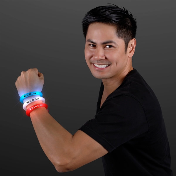 LED Flash Tube Bracelets - Assorted Red, White & Blue - LED Flash Tube Bracelets - Assorted Red, White & Blue - Image 2 of 2