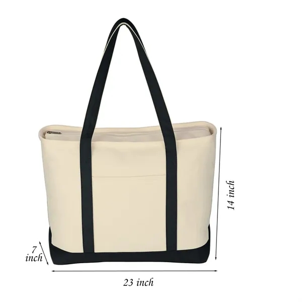 24oz Cotton Canvas Tote Bag w/Zipper Closure & Front Pocket - 24oz Cotton Canvas Tote Bag w/Zipper Closure & Front Pocket - Image 1 of 3