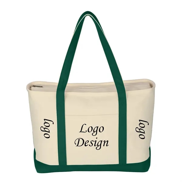 24oz Cotton Canvas Tote Bag w/Zipper Closure & Front Pocket - 24oz Cotton Canvas Tote Bag w/Zipper Closure & Front Pocket - Image 2 of 3