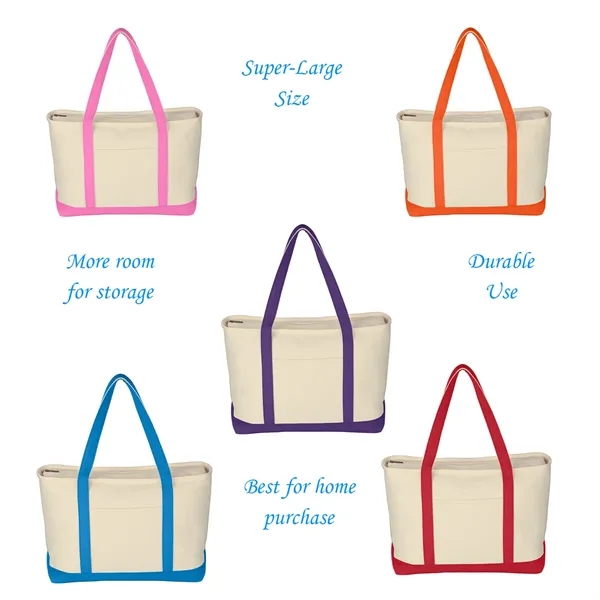 24oz Cotton Canvas Tote Bag w/Zipper Closure & Front Pocket - 24oz Cotton Canvas Tote Bag w/Zipper Closure & Front Pocket - Image 3 of 3