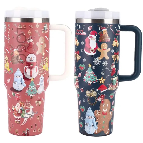 Christmas 40 oz Premium Stainless Travel Mug Tumbler - Christmas 40 oz Premium Stainless Travel Mug Tumbler - Image 0 of 5