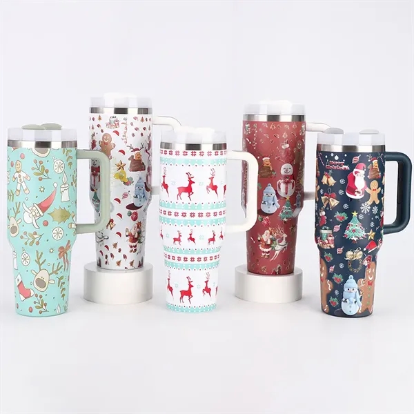 Christmas 40 oz Premium Stainless Travel Mug Tumbler - Christmas 40 oz Premium Stainless Travel Mug Tumbler - Image 1 of 5