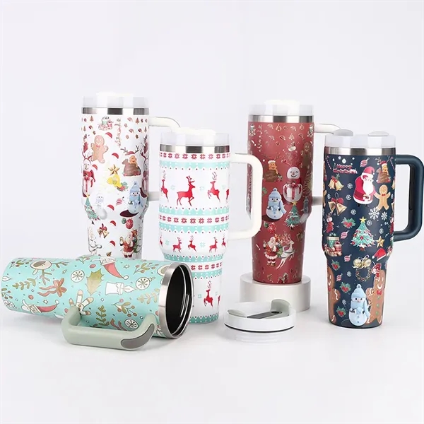 Christmas 40 oz Premium Stainless Travel Mug Tumbler - Christmas 40 oz Premium Stainless Travel Mug Tumbler - Image 3 of 5