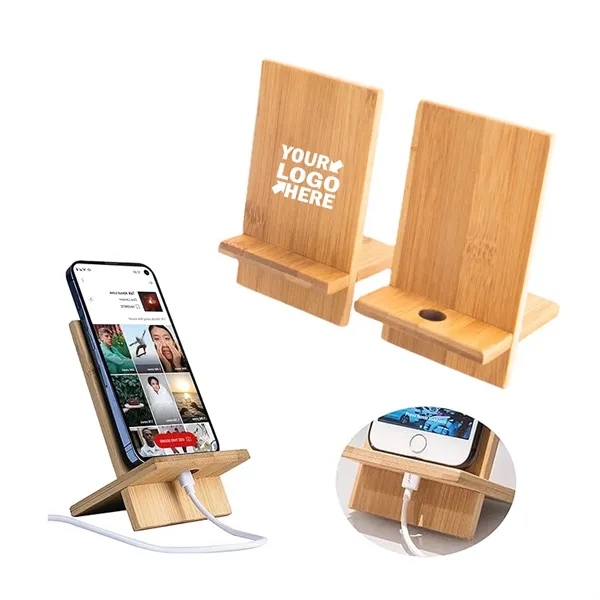 Bamboo Wood Desktop Cellphone Holder Mobile Stand - Bamboo Wood Desktop Cellphone Holder Mobile Stand - Image 0 of 1