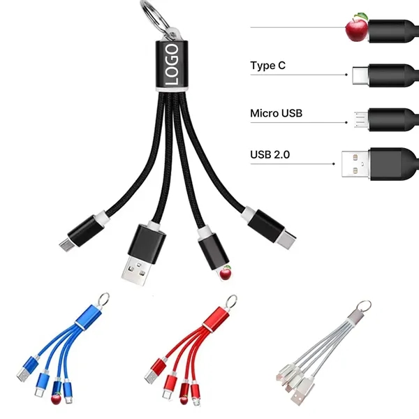 Multi Keychain 3In1 Charging Cable - Multi Keychain 3In1 Charging Cable - Image 0 of 3