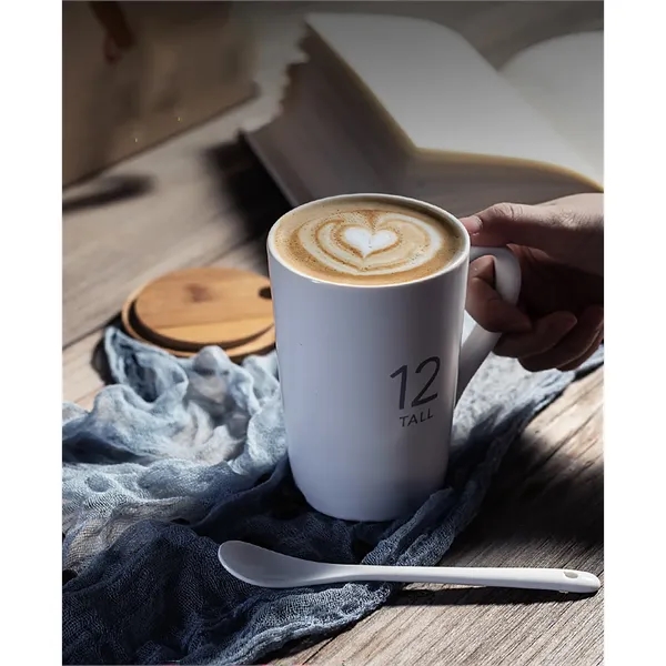 12 Oz Ceramic Cup With Bamboo Lid - 12 Oz Ceramic Cup With Bamboo Lid - Image 1 of 1