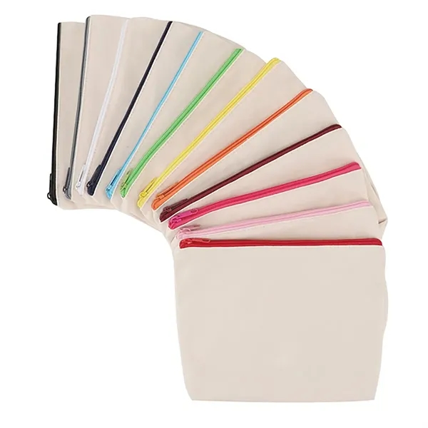 9" X 6.8" COTTON CANVAS ZIPPER POUCH - 9" X 6.8" COTTON CANVAS ZIPPER POUCH - Image 1 of 4
