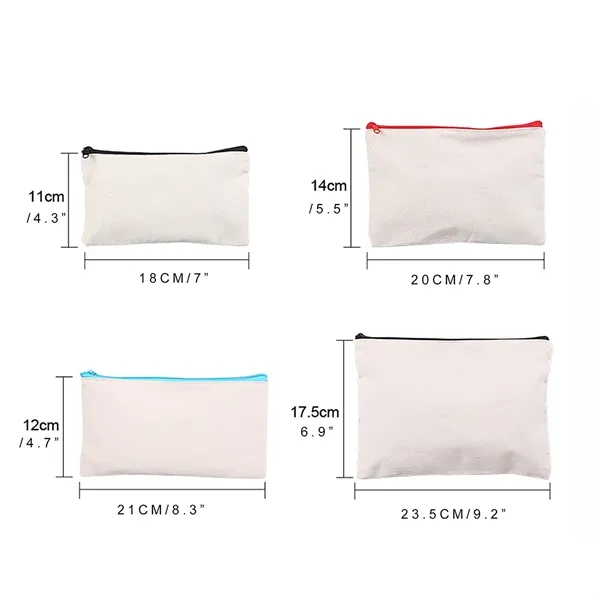 9" X 6.8" COTTON CANVAS ZIPPER POUCH - 9" X 6.8" COTTON CANVAS ZIPPER POUCH - Image 2 of 4