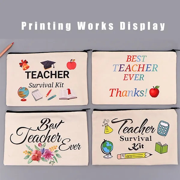 9" X 6.8" COTTON CANVAS ZIPPER POUCH - 9" X 6.8" COTTON CANVAS ZIPPER POUCH - Image 3 of 4