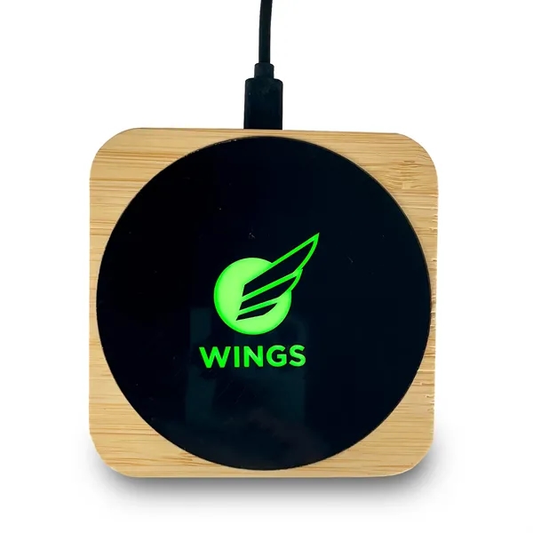 Sona Square Bamboo Light Up Wireless Charger - Sona Square Bamboo Light Up Wireless Charger - Image 5 of 5
