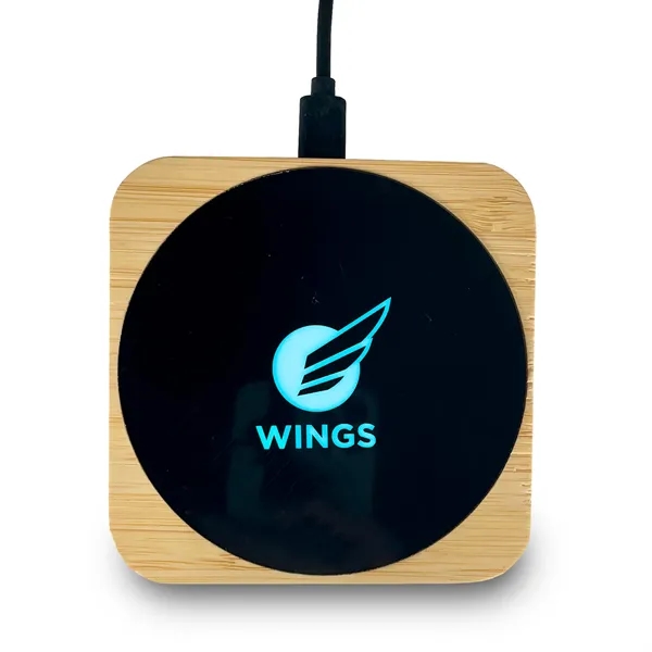 Sona Square Bamboo Light Up Wireless Charger - Sona Square Bamboo Light Up Wireless Charger - Image 1 of 5