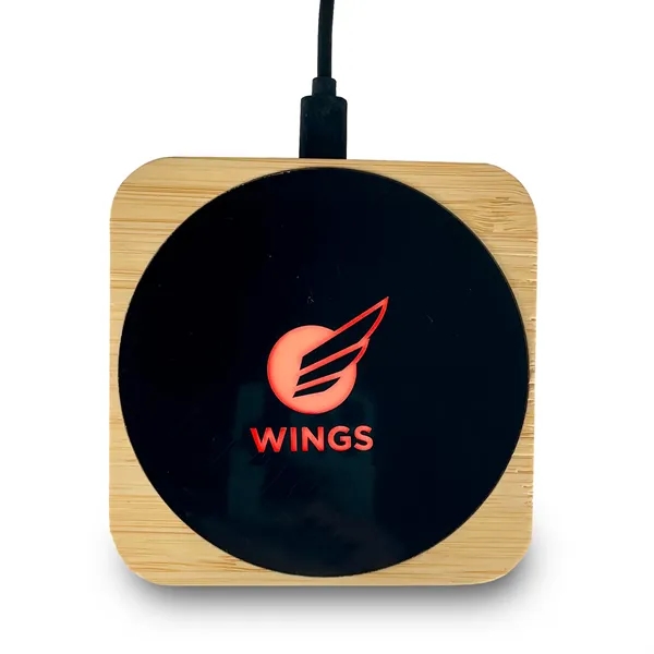 Sona Square Bamboo Light Up Wireless Charger - Sona Square Bamboo Light Up Wireless Charger - Image 2 of 5