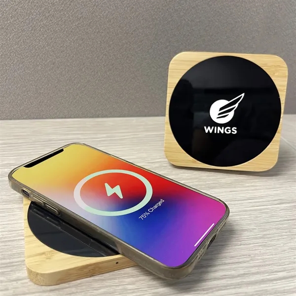 Sona Square Bamboo Light Up Wireless Charger - Sona Square Bamboo Light Up Wireless Charger - Image 0 of 5