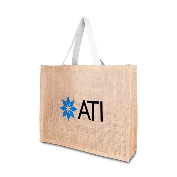 10oz. Jute Tote Bag with Cotton Webbing Handle - 10oz. Jute Tote Bag with Cotton Webbing Handle - Image 1 of 5