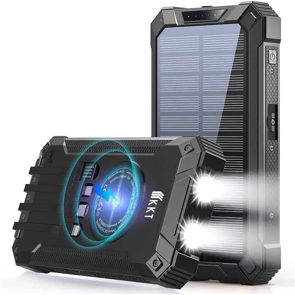 30000mAh Solar Power Bank with Flashlight Wireless Charger - 30000mAh Solar Power Bank with Flashlight Wireless Charger - Image 2 of 11