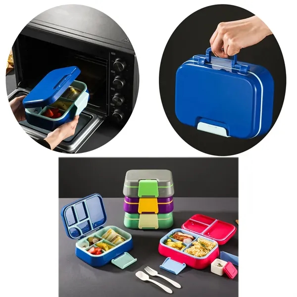 Plastic Adult Bento Lunch Box Food Containers With Forks Kit - Plastic Adult Bento Lunch Box Food Containers With Forks Kit - Image 2 of 2
