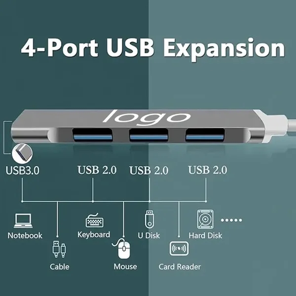 4-in-1 Aluminum USB 3.0 Hub Expander Adapter Station - 4-in-1 Aluminum USB 3.0 Hub Expander Adapter Station - Image 4 of 4