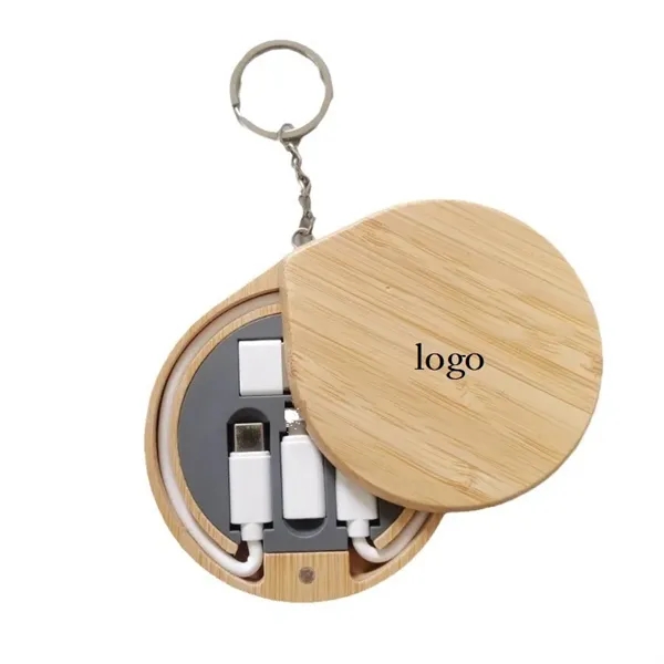 Portable Oval Bamboo Charging Cable Kit - Portable Oval Bamboo Charging Cable Kit - Image 0 of 0