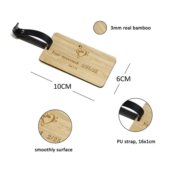 Eco-Friendly Bamboo Double-Sided Travel Luggage Tag - Eco-Friendly Bamboo Double-Sided Travel Luggage Tag - Image 2 of 3