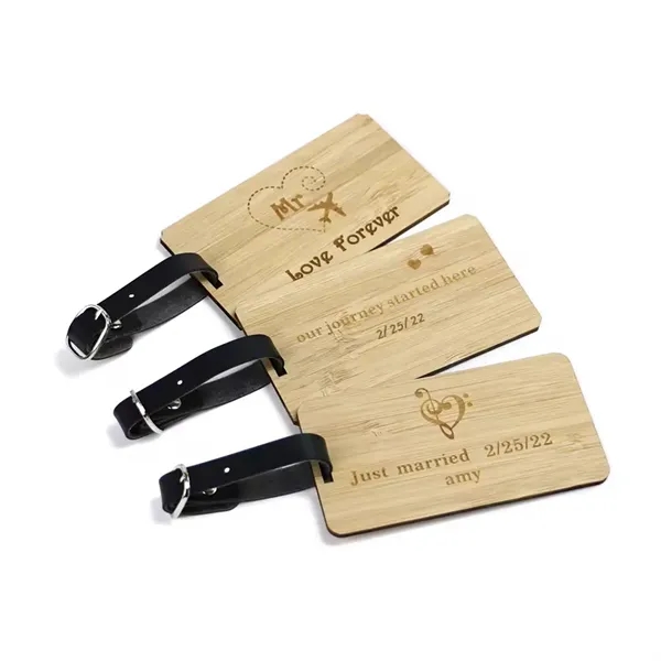 Eco-Friendly Bamboo Double-Sided Travel Luggage Tag - Eco-Friendly Bamboo Double-Sided Travel Luggage Tag - Image 1 of 3