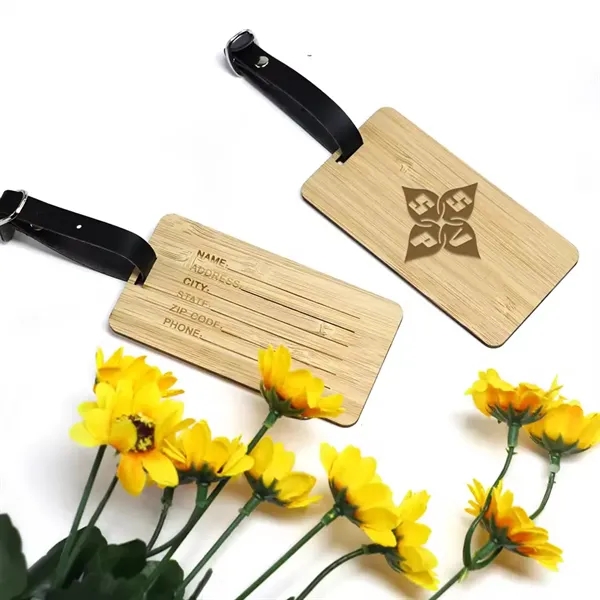 Eco-Friendly Bamboo Double-Sided Travel Luggage Tag - Eco-Friendly Bamboo Double-Sided Travel Luggage Tag - Image 0 of 3