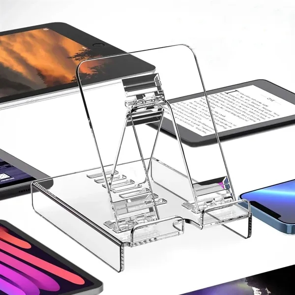 Clear Acrylic Adjustable Cell Phone Tablet Stand - Clear Acrylic Adjustable Cell Phone Tablet Stand - Image 1 of 7