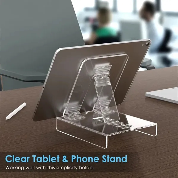 Clear Acrylic Adjustable Cell Phone Tablet Stand - Clear Acrylic Adjustable Cell Phone Tablet Stand - Image 5 of 7