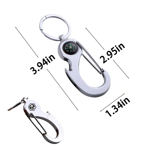 Bottle Opener Keychain with Compass and Hiking Buckle - Bottle Opener Keychain with Compass and Hiking Buckle - Image 1 of 1