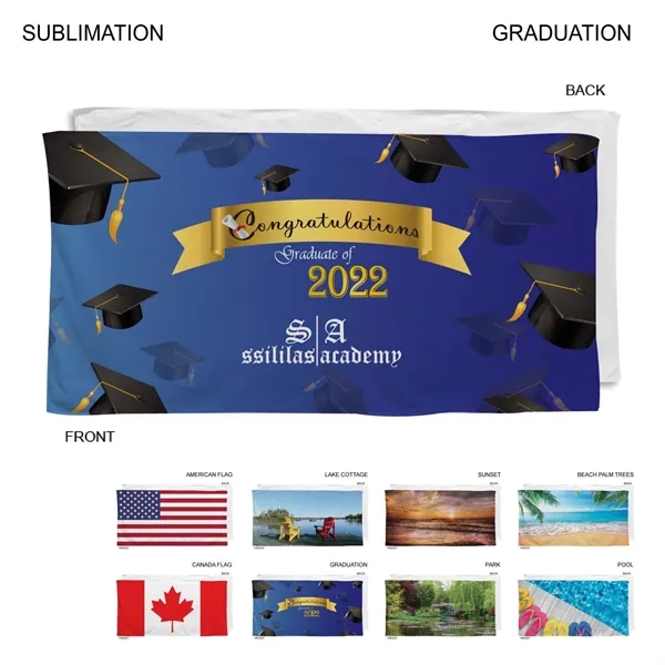 Stock Design Sublimated, Beach, Shower Towel, 30x60