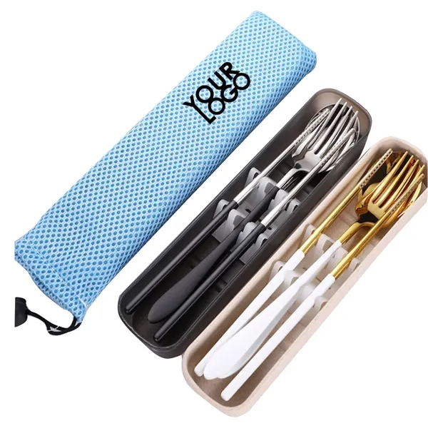 Travel Stainless Steel Cutlery Flatware Sets with Organizer - Travel Stainless Steel Cutlery Flatware Sets with Organizer - Image 1 of 2