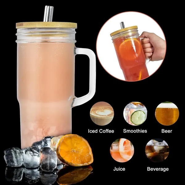 24oz Smoothie Tumbler Glass Bubble Tea Cup With Handle - 24oz Smoothie Tumbler Glass Bubble Tea Cup With Handle - Image 1 of 8