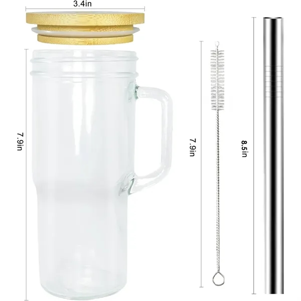 24oz Smoothie Tumbler Glass Bubble Tea Cup With Handle - 24oz Smoothie Tumbler Glass Bubble Tea Cup With Handle - Image 8 of 8