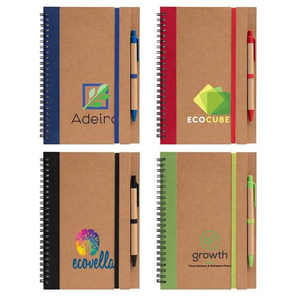 Kraft Hard Cover Spiral Notebook with Pen - ColorJet - Kraft Hard Cover Spiral Notebook with Pen - ColorJet - Image 0 of 11