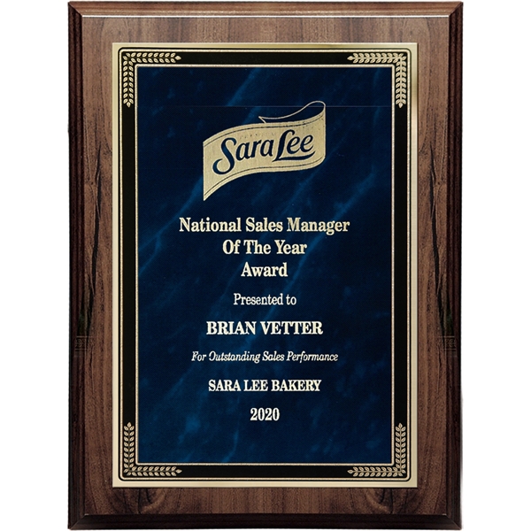 Walnut/Ebony Finish Plaque with Marble Mist