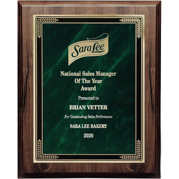 Walnut/Ebony Finish Plaque with Marble Mist