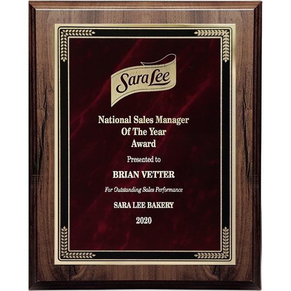 Walnut/Ebony Finish Plaque with Marble Mist