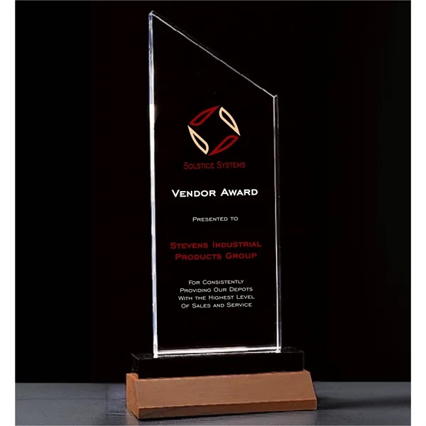 Zenith Summit Acrylic Award with Black Pedestal Walnut Base - Zenith Summit Acrylic Award with Black Pedestal Walnut Base - Image 4 of 4