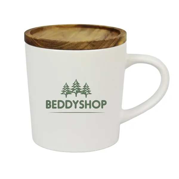 16oz Ceramic Mug with Wood Lid - 16oz Ceramic Mug with Wood Lid - Image 0 of 4
