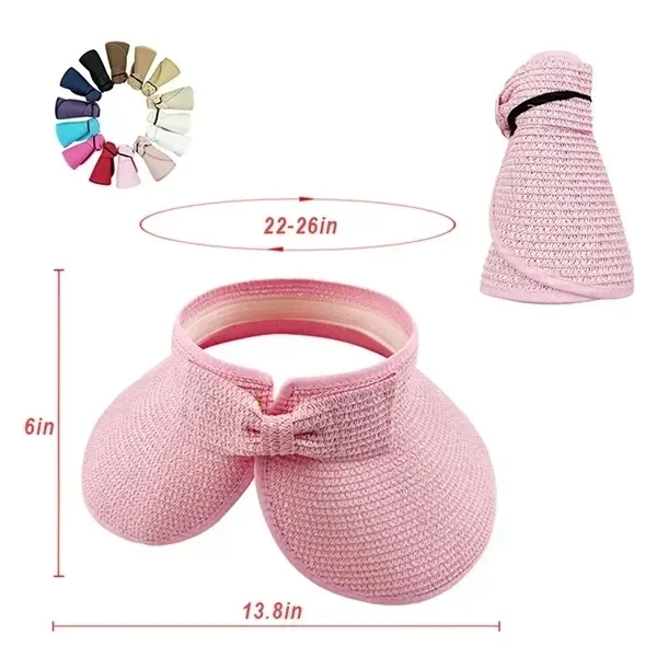 Foldable Wide Brim Straw Sun Visor Hat - Foldable Wide Brim Straw Sun Visor Hat - Image 1 of 4