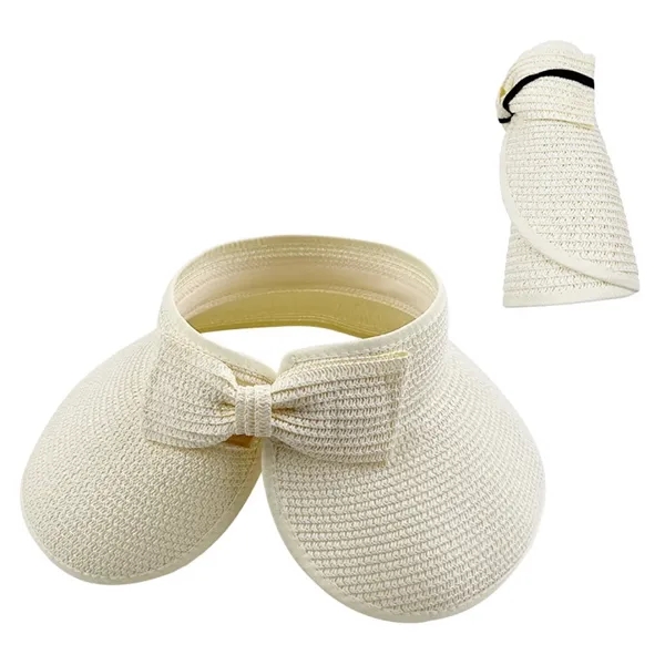 Foldable Wide Brim Straw Sun Visor Hat - Foldable Wide Brim Straw Sun Visor Hat - Image 2 of 4