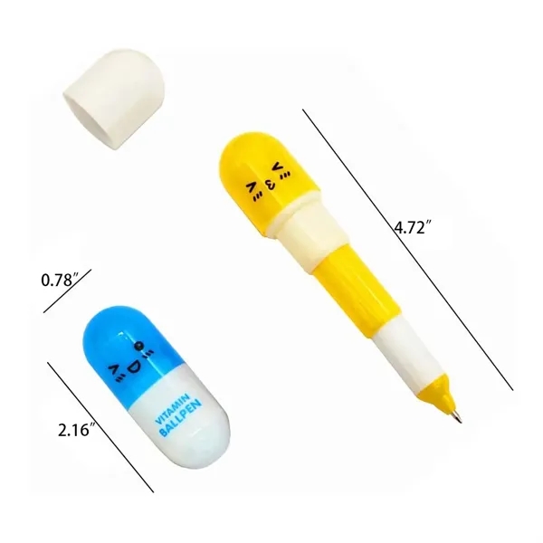 Novelty Retractable Vitamin Pill Gift Ballpoint Pen - Novelty Retractable Vitamin Pill Gift Ballpoint Pen - Image 2 of 2