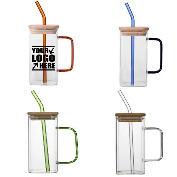 17oz Square Colored Straw Glass Mug - 17oz Square Colored Straw Glass Mug - Image 0 of 1