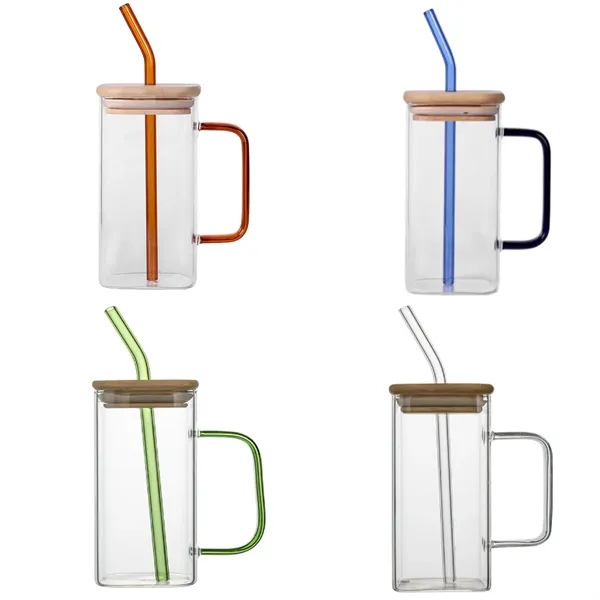 17oz Square Colored Straw Glass Mug - 17oz Square Colored Straw Glass Mug - Image 1 of 1