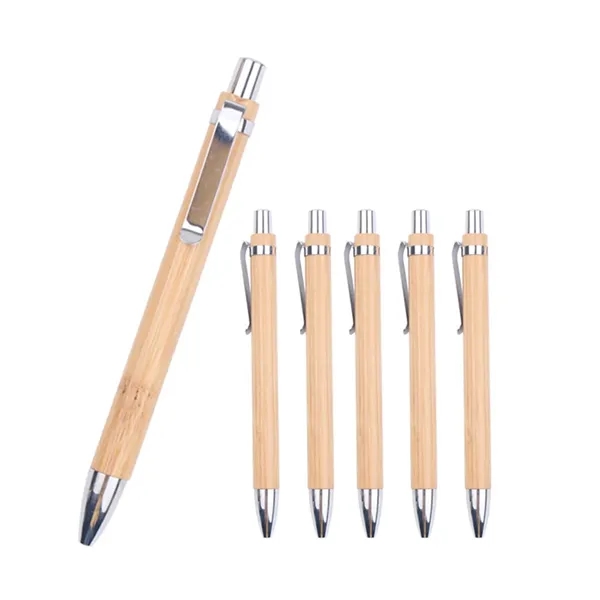 Bamboo Wood Ballpoint Pen with Metal Hook - Bamboo Wood Ballpoint Pen with Metal Hook - Image 0 of 8